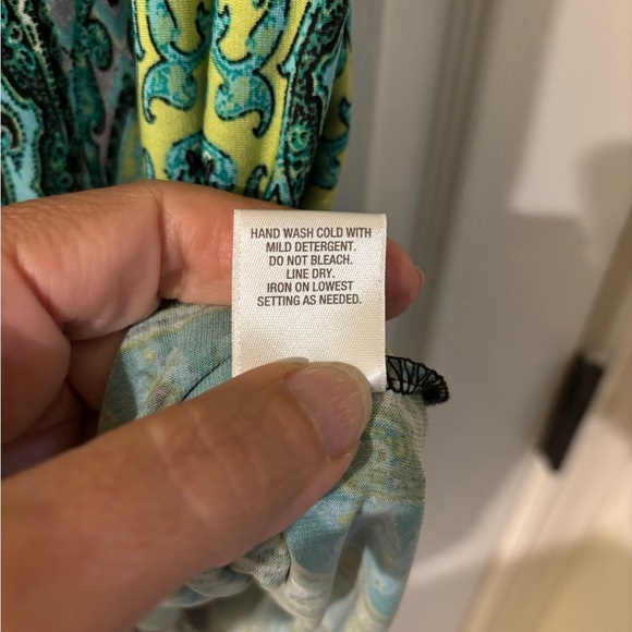 Green Black Sheath Midi Dress 3/4 Sleeve Scoop Neck Size 12 - Picture 6 of 8